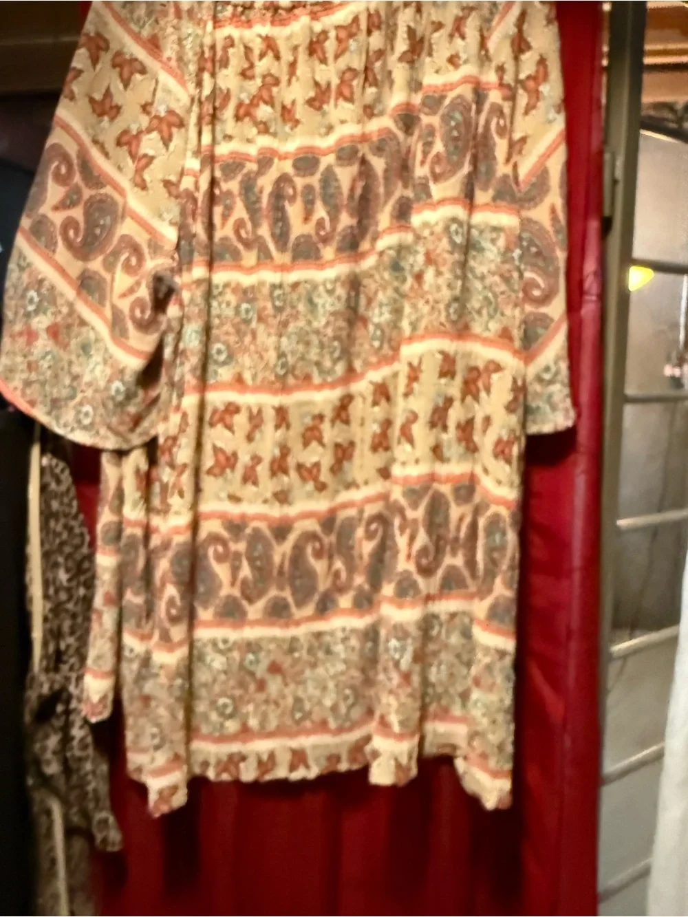 Catherines Cream Tunic with Turquoise and Brown Paisley Accents
